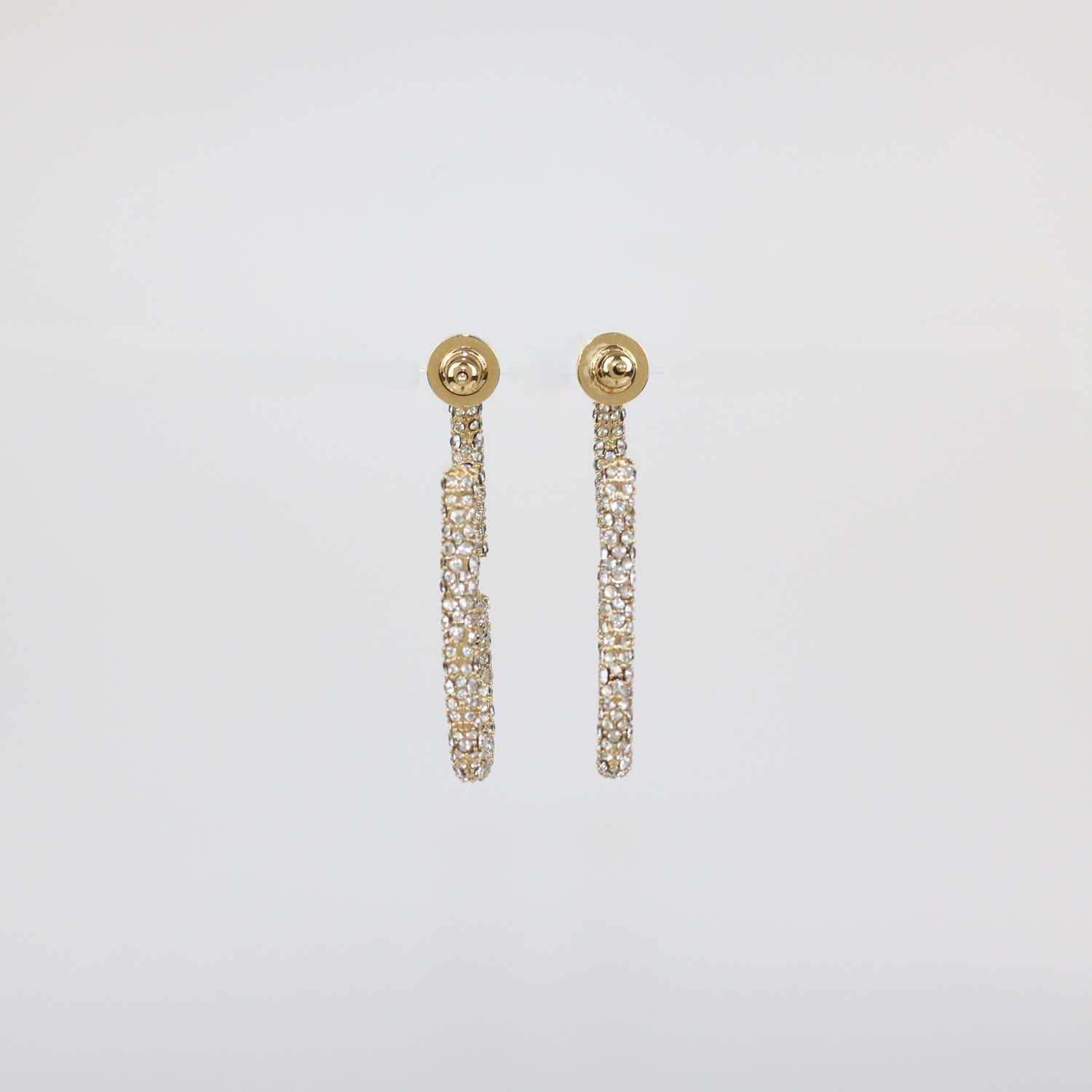 Valentino Gold Tone VLogo Signature Crystal Earrings