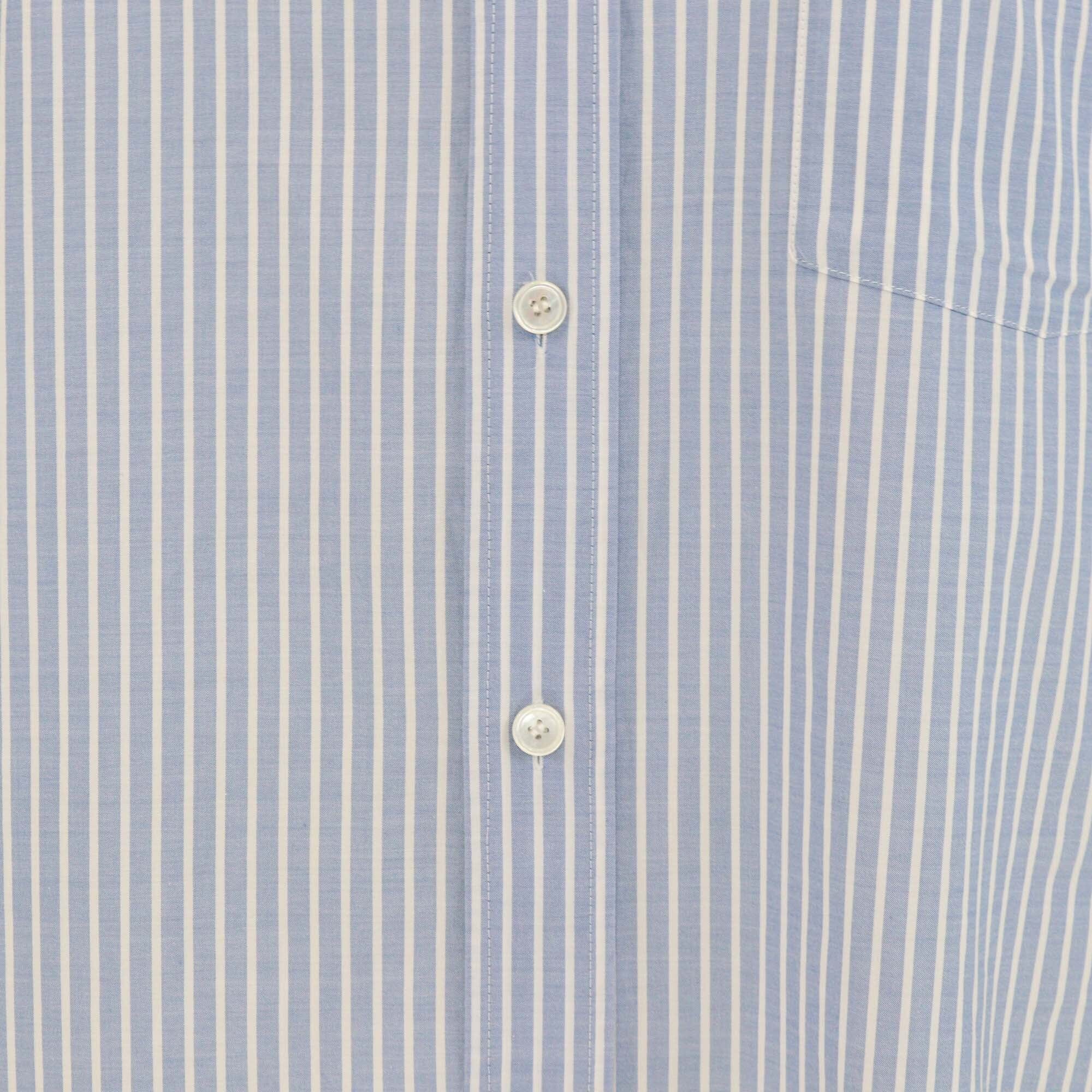 Celine Blue/White Striped Triomphe Pocket Embroidered Long Sleeve Shirt Womens Celine 