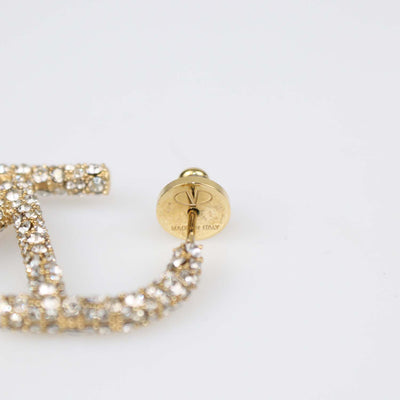 Valentino Gold Tone VLogo Signature Crystal Earrings
