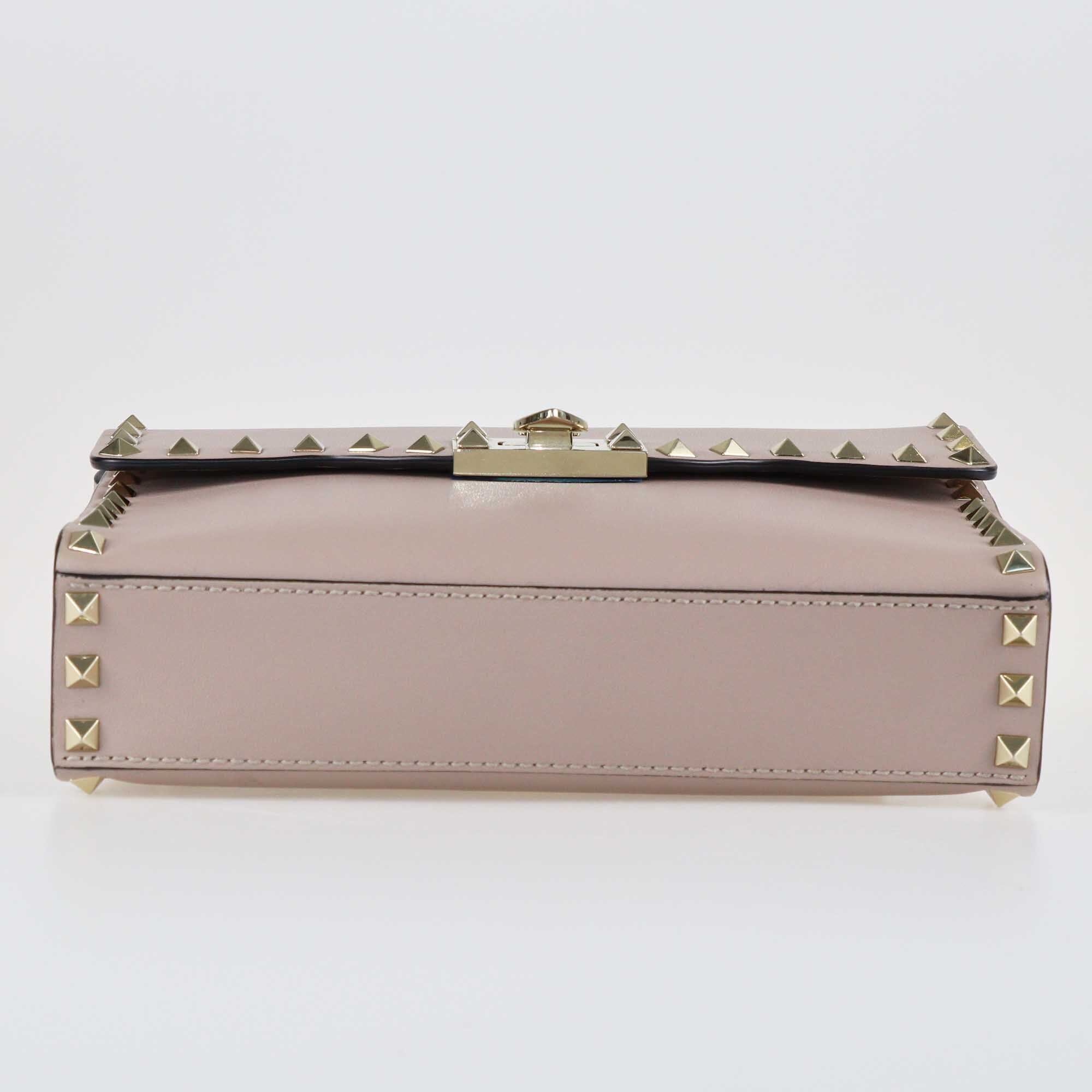 Valentino Beige Small Rockstud Shoulder Bag Bags Valentino 