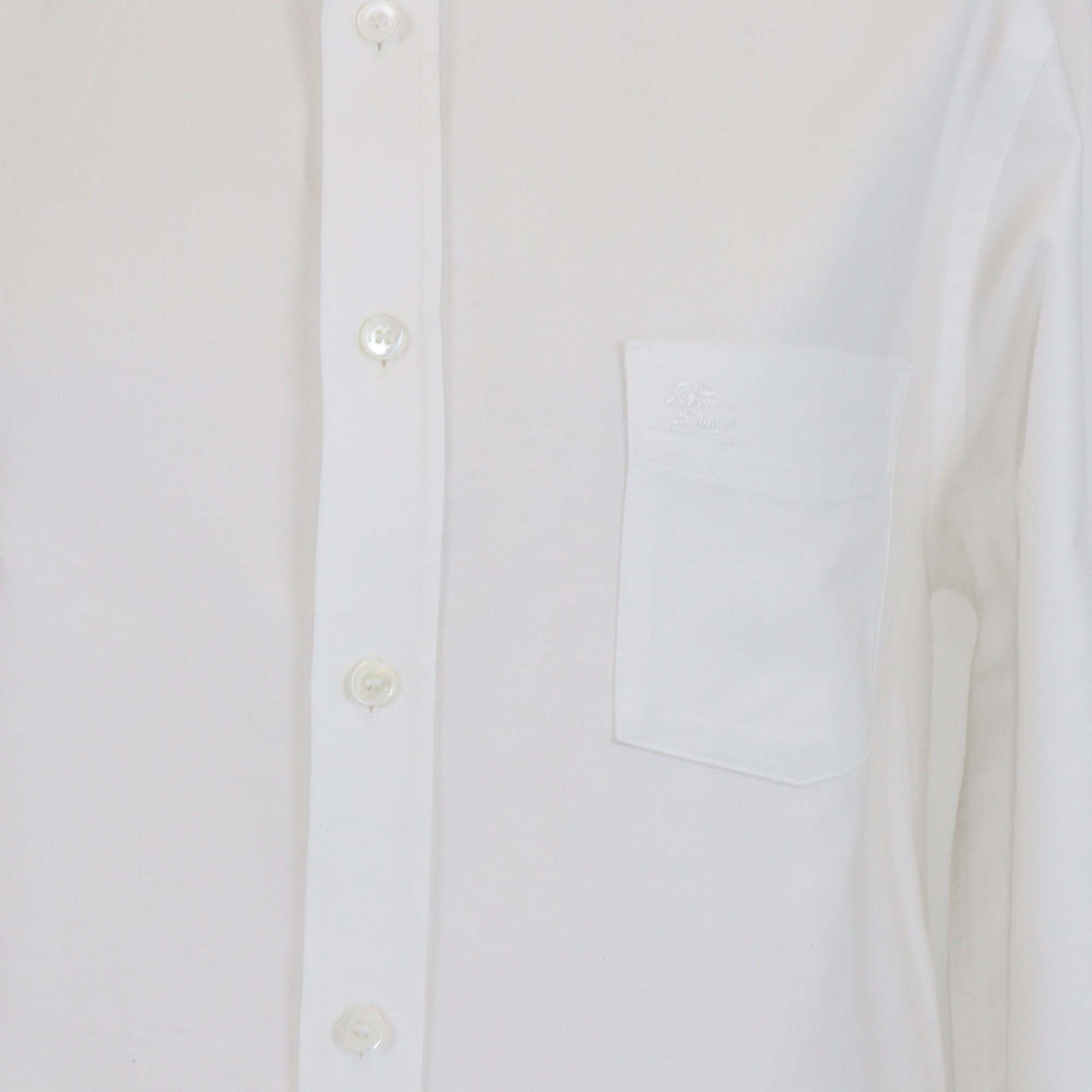 Burberry Brit White Cotton Check Trim Long Sleeve Shirt