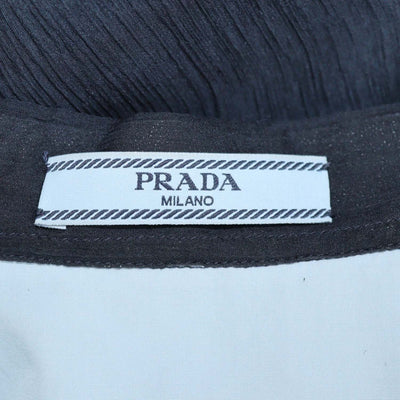 Prada Navy Silk Three Quarter Sleeve Chiffon Shirt
