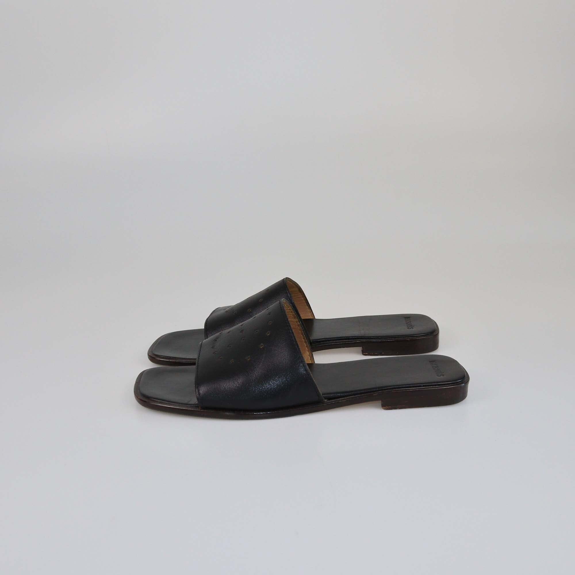 Hermes Black H Perforated Slides Mens Hermes 