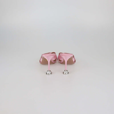 Aquazzura Pink Satin Kiss Me Quick Crossover Sandals