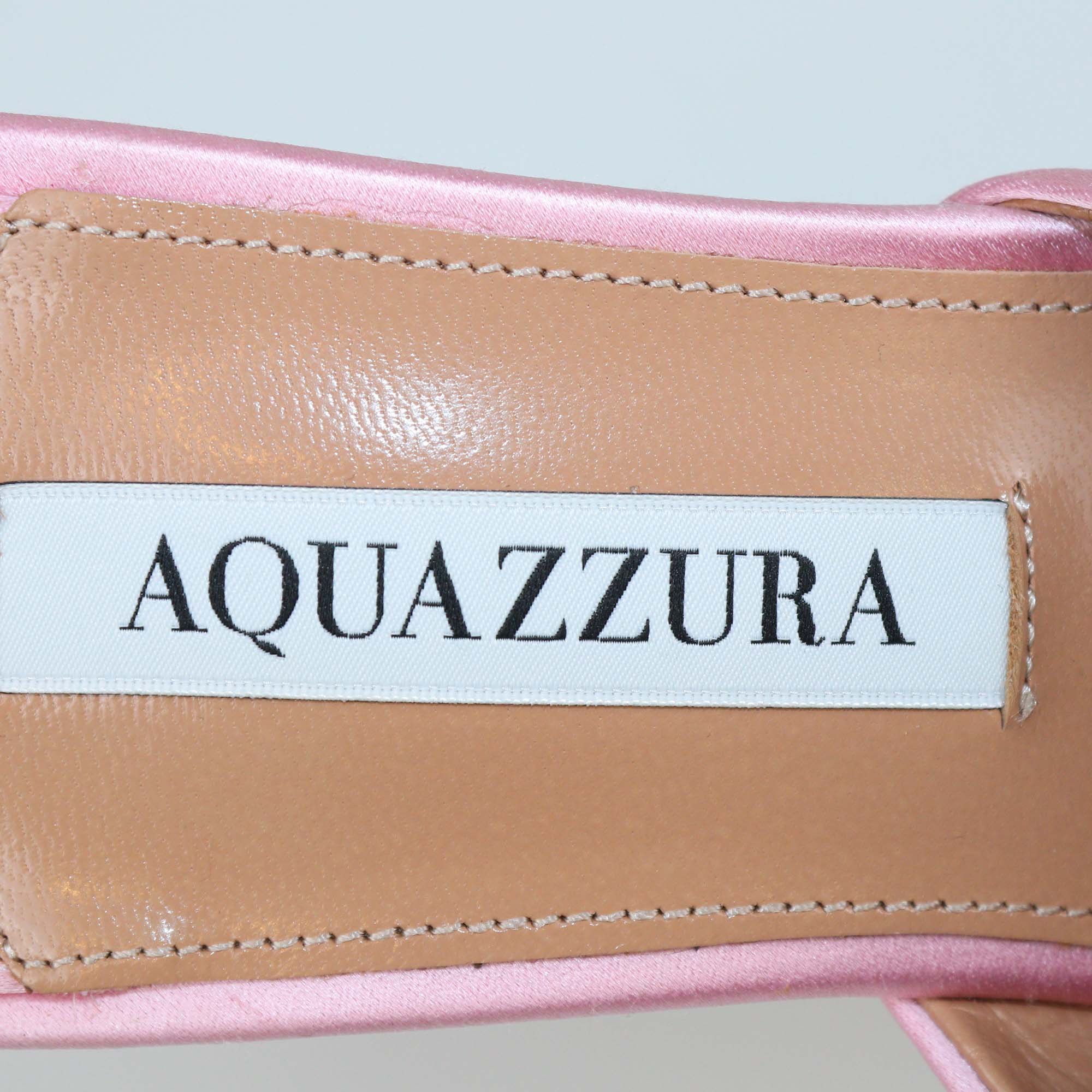 Aquazzura Pink Satin Kiss Me Quick Crossover Sandals