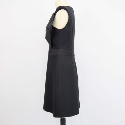 Alexander McQueen Black Wool Silk Bow Mini Dress
