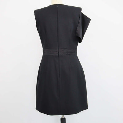 Alexander McQueen Black Wool Silk Bow Mini Dress