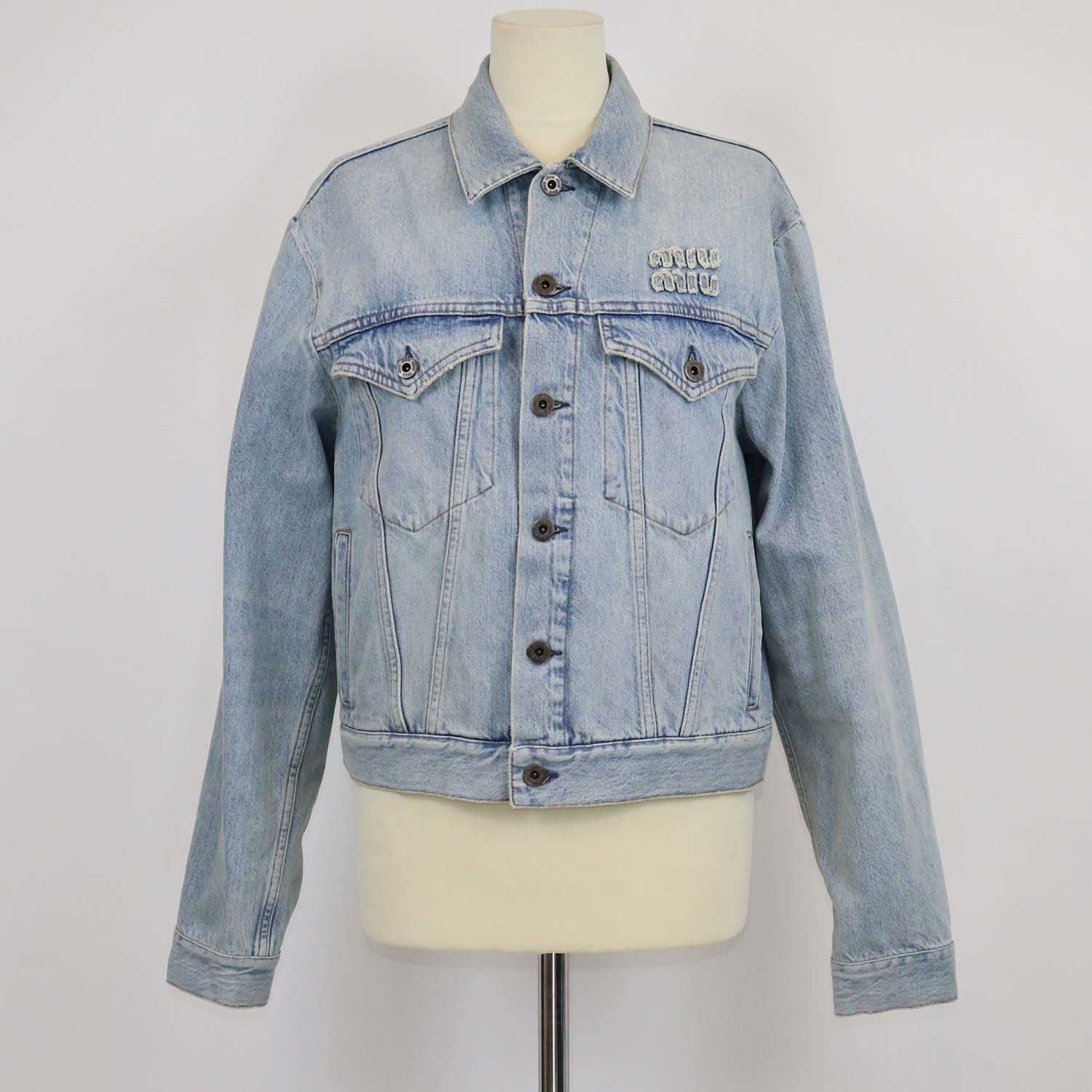 Miu Miu Washed Blue Denim Blouson Jacket