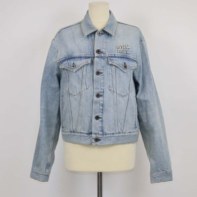 Miu Miu Washed Blue Denim Blouson Jacket