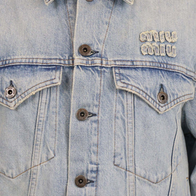 Miu Miu Washed Blue Denim Blouson Jacket