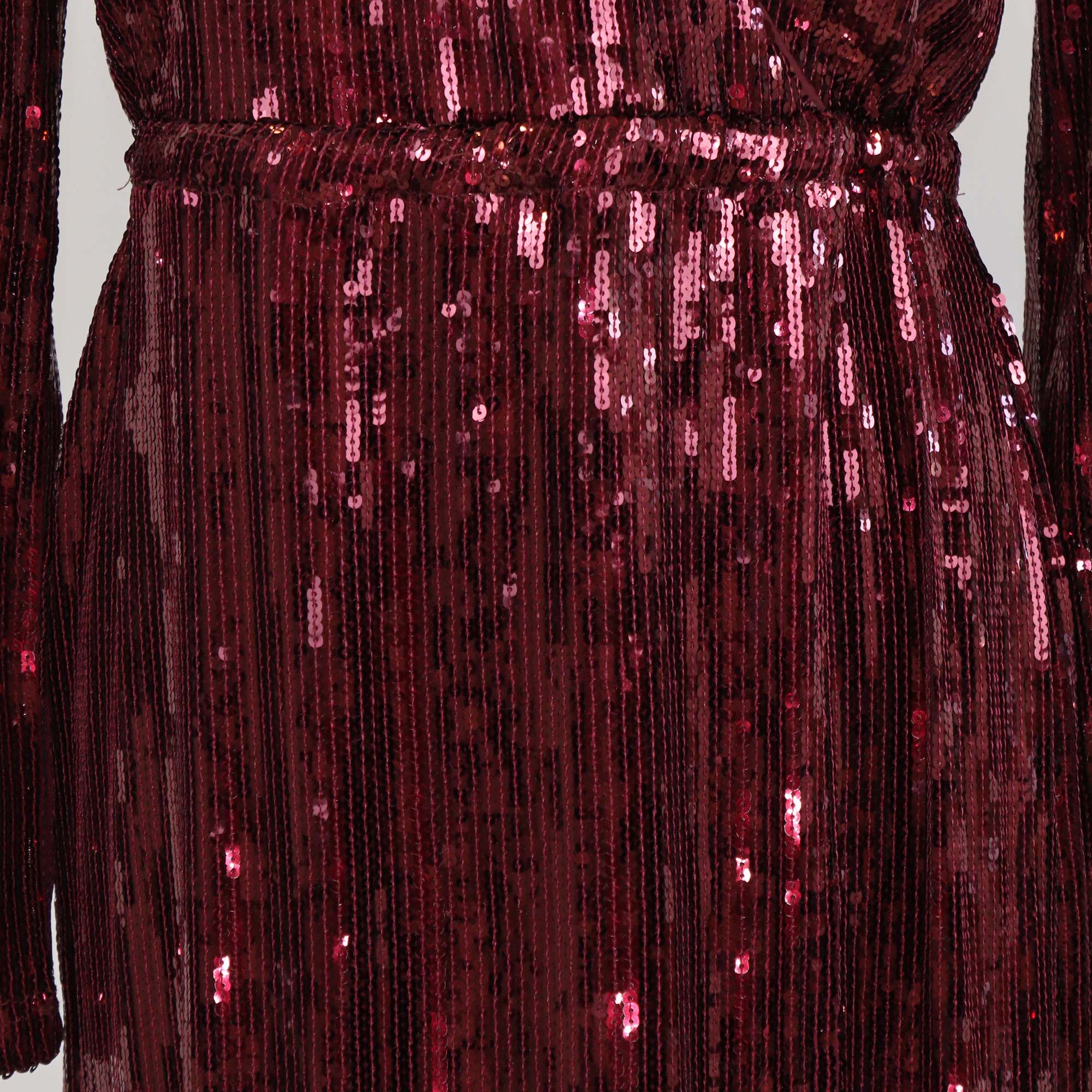Y.A.S Burgundy Sequin Fringed Yastio Midi Dress