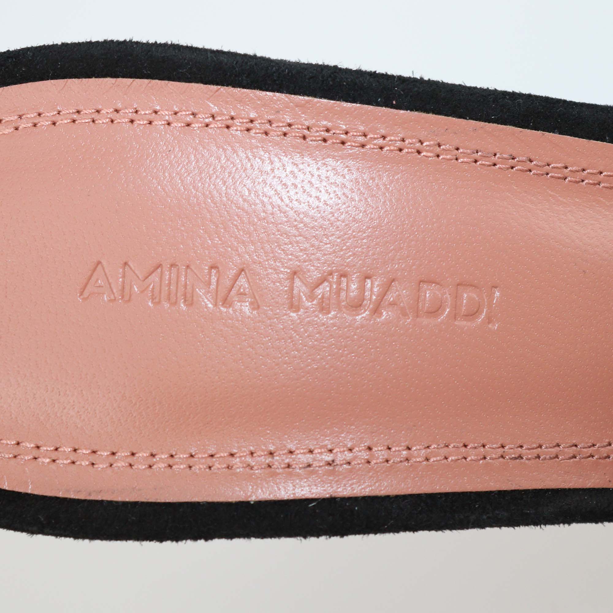 Amina Muaddi Black/Brown Leopard Print Mesh Nylon Alexa Mules