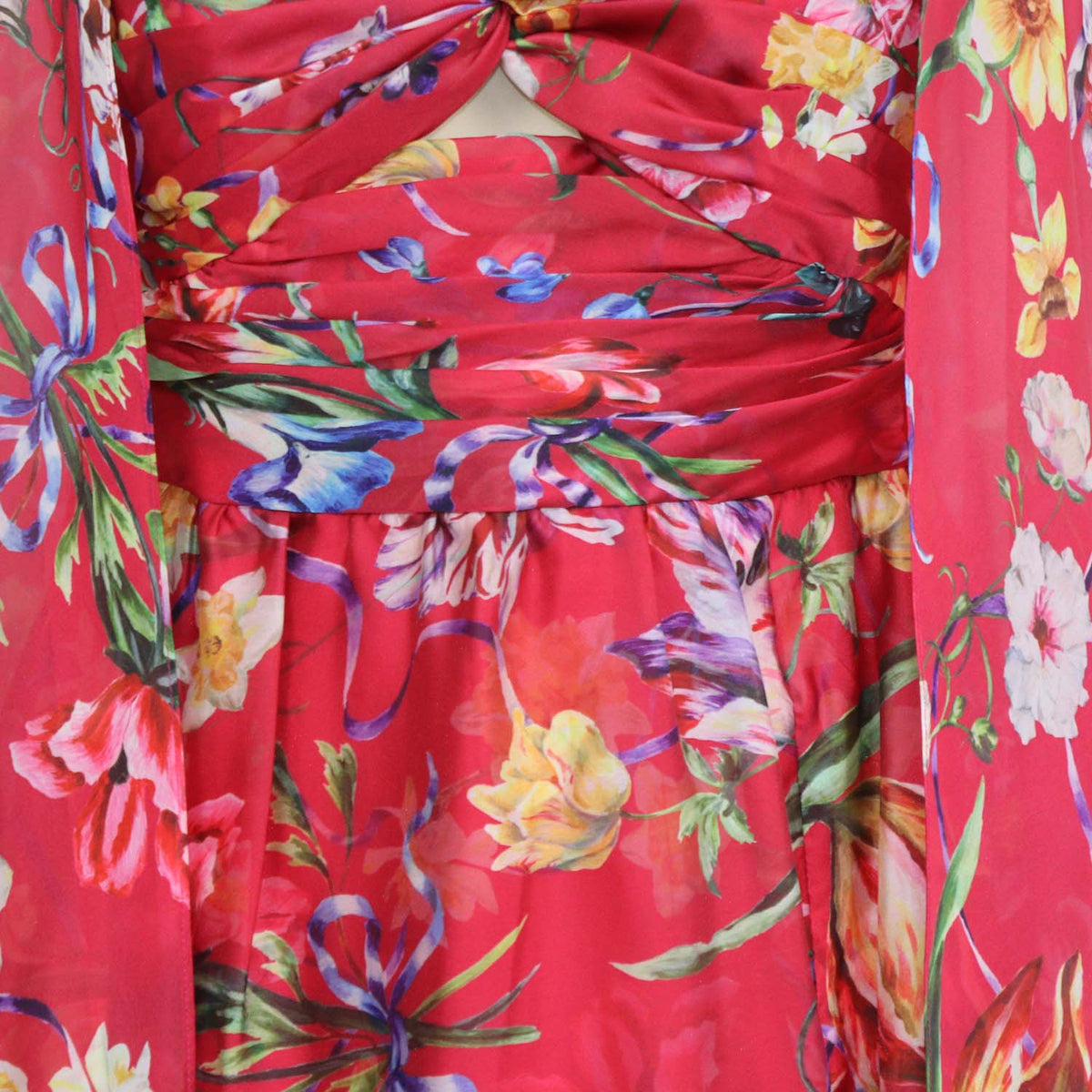 Marchesa Fuchsia,Multicolor Floral Sweetheart Cape Long Dress