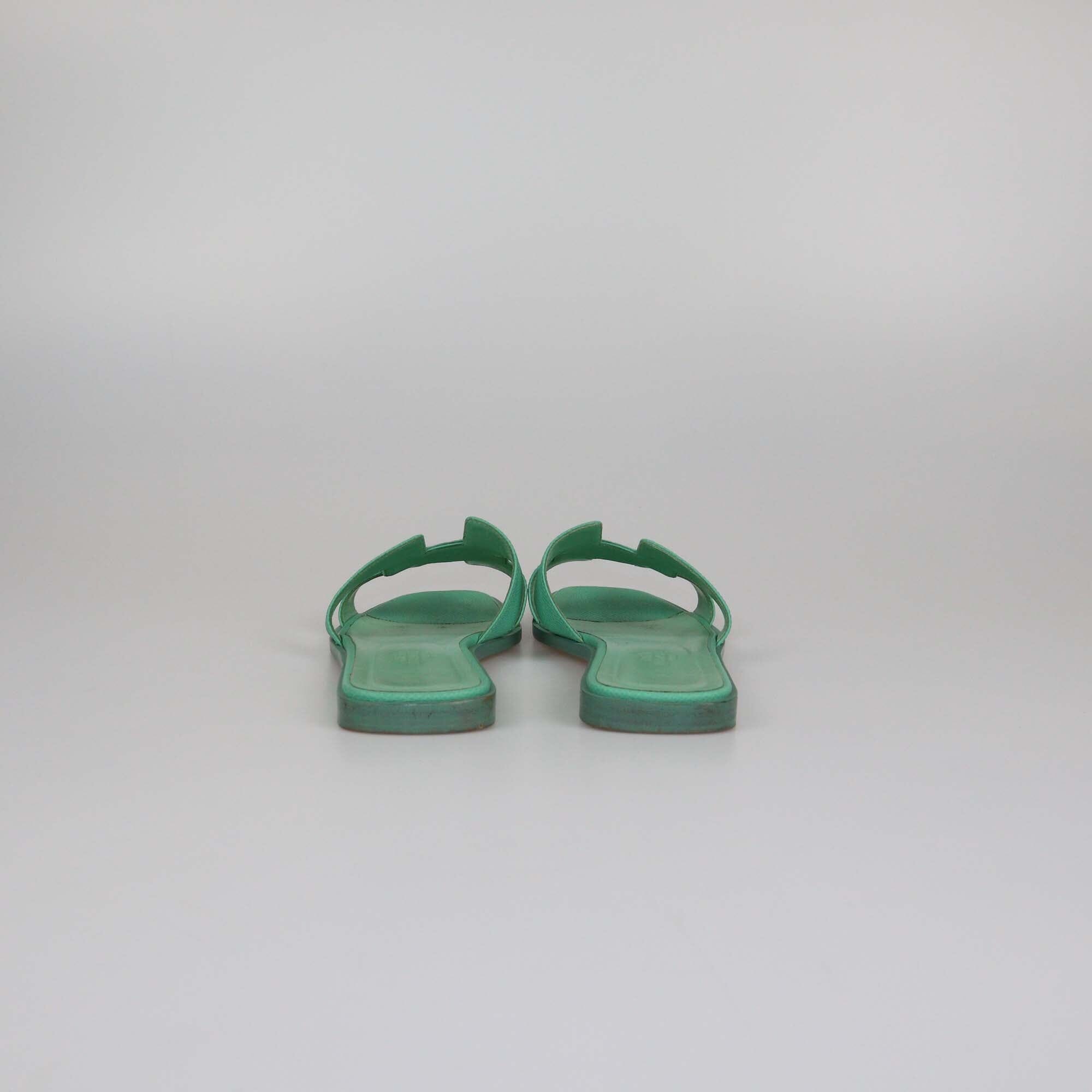 Hermes Green Oran Flat Sandals Womens Hermes 