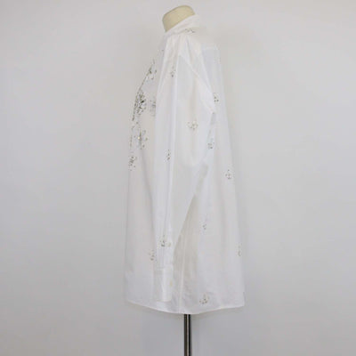 Valentino White Cotton Embroidered Embellished Long Sleeve Shirt