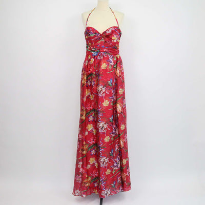 Marchesa Fuchsia,Multicolor Floral Sweetheart Cape Long Dress