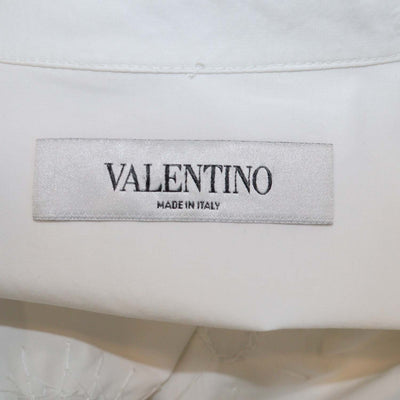 Valentino White Cotton Embroidered Embellished Long Sleeve Shirt