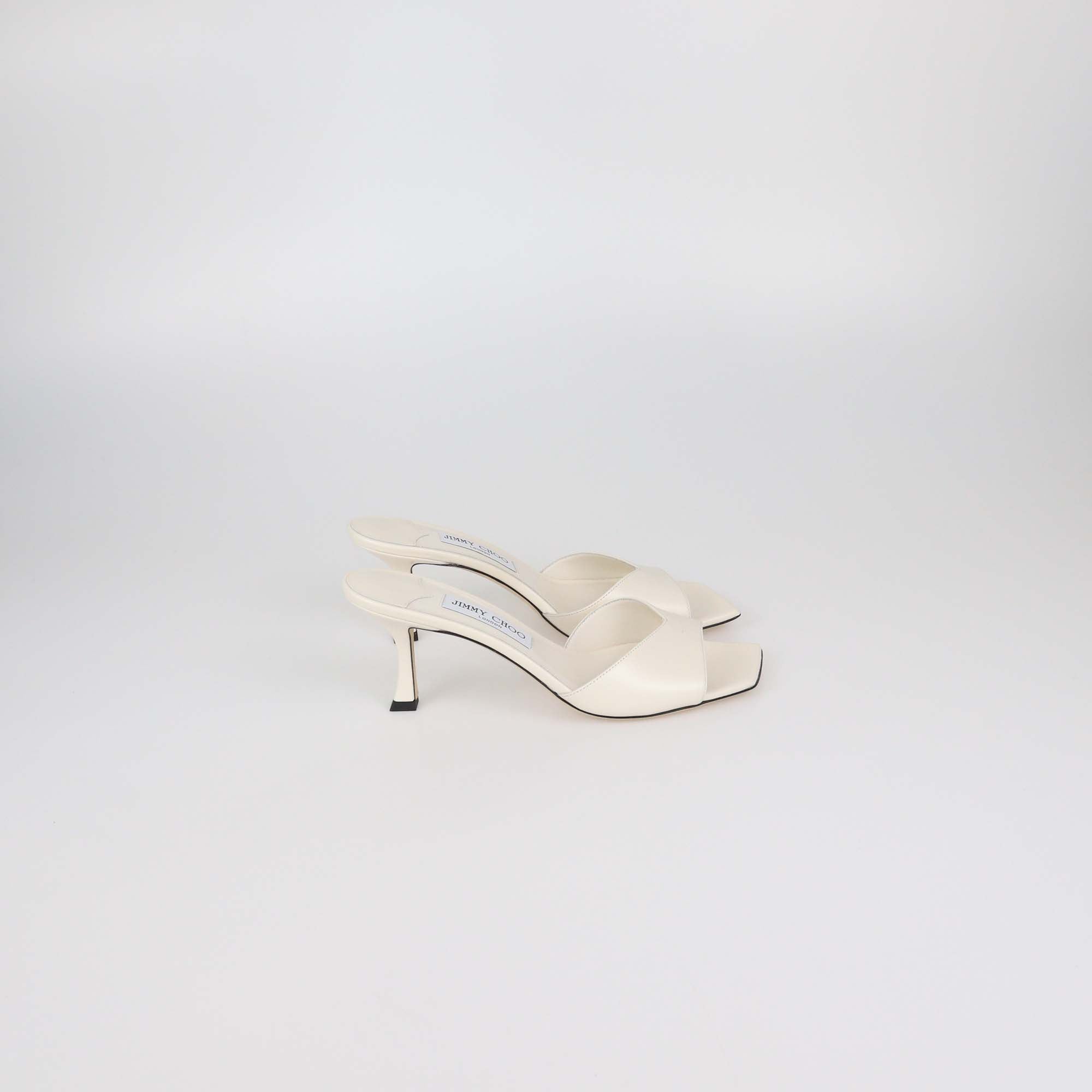 Jimmy Choo Off White Leather Skye Slide Sandals