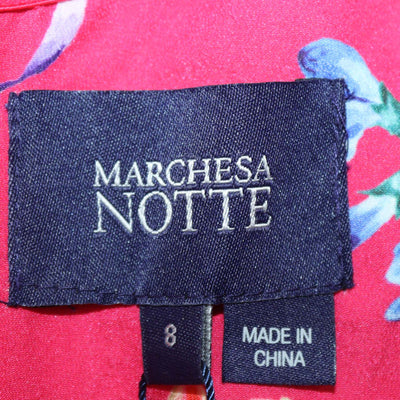 Marchesa Fuchsia,Multicolor Floral Sweetheart Cape Long Dress