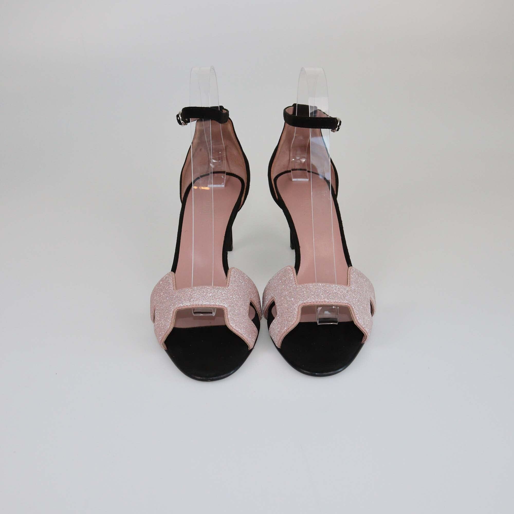 Hermes Pink/Black Premiere Sandals Womens Hermes 