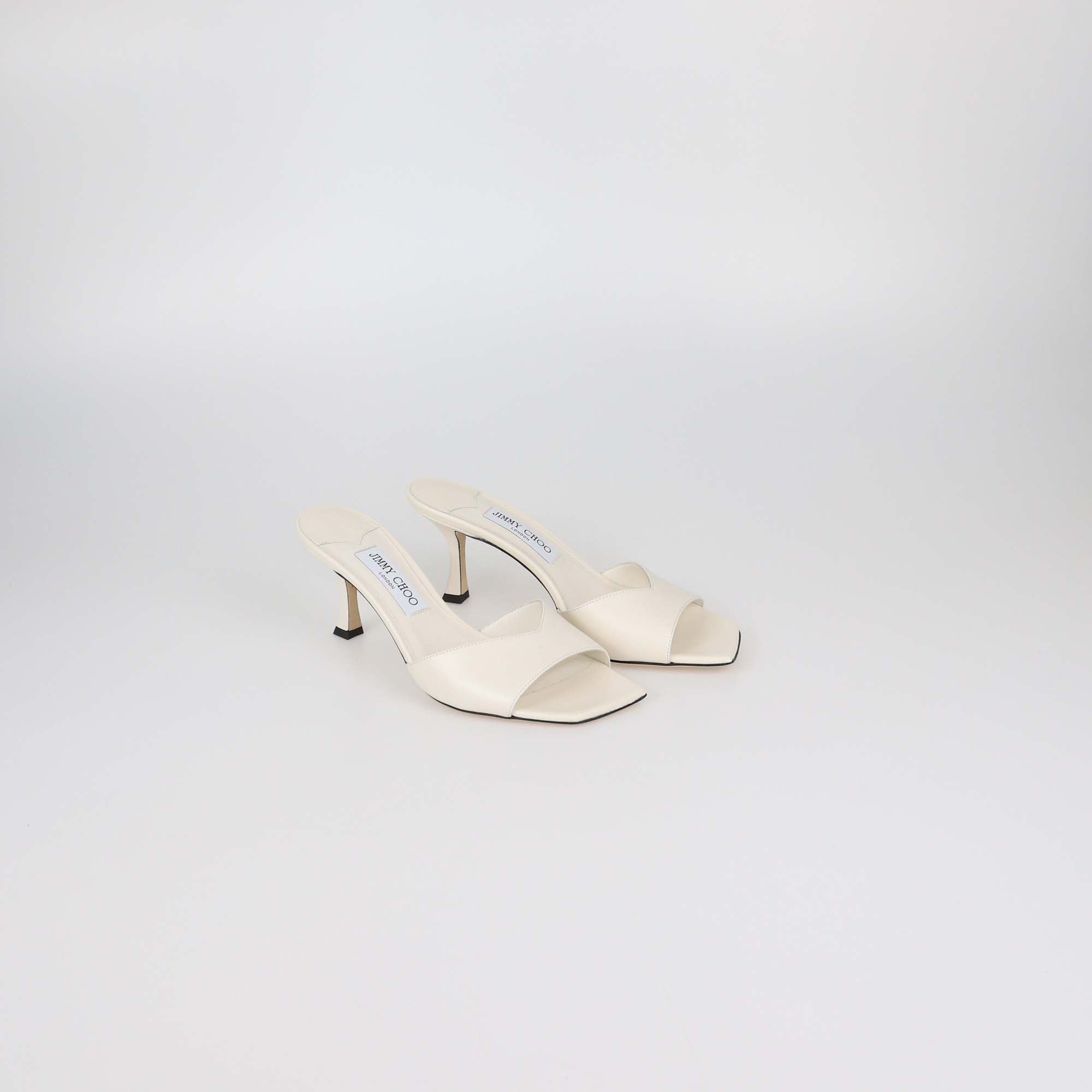 Jimmy Choo Off White Leather Skye Slide Sandals