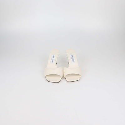 Jimmy Choo Off White Leather Skye Slide Sandals