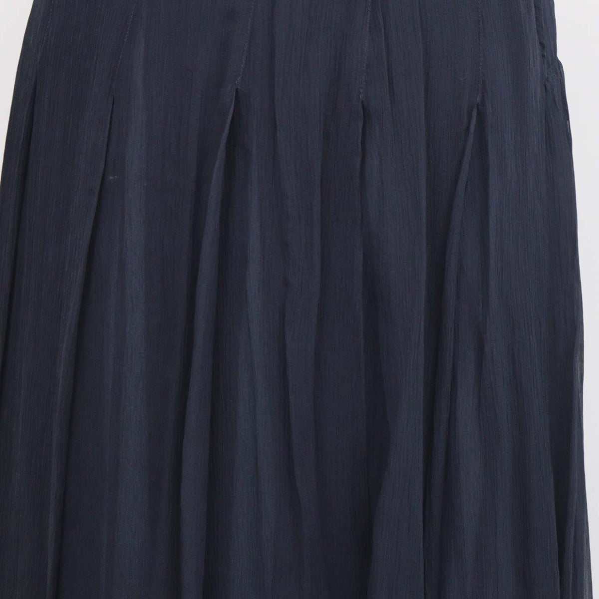 Prada Navy Blue Silk Pleated Chiffon Maxi Skirt