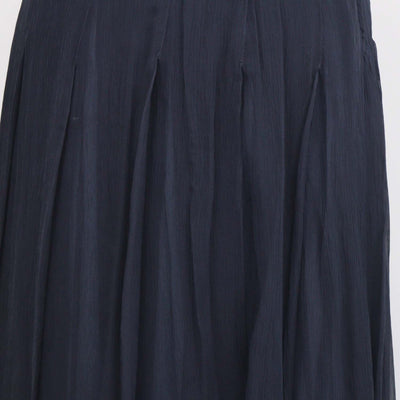 Prada Navy Blue Silk Pleated Chiffon Maxi Skirt