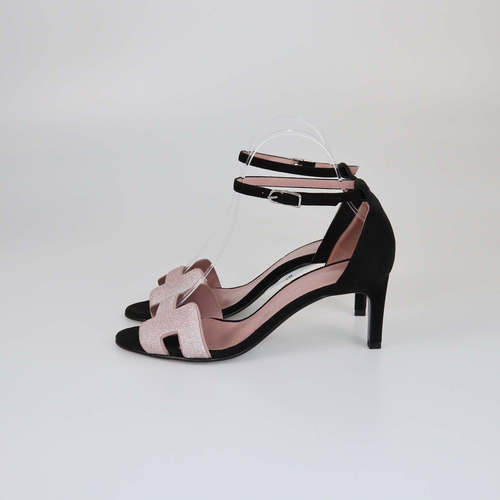 Hermes Pink/Black Premiere Sandals Womens Hermes 