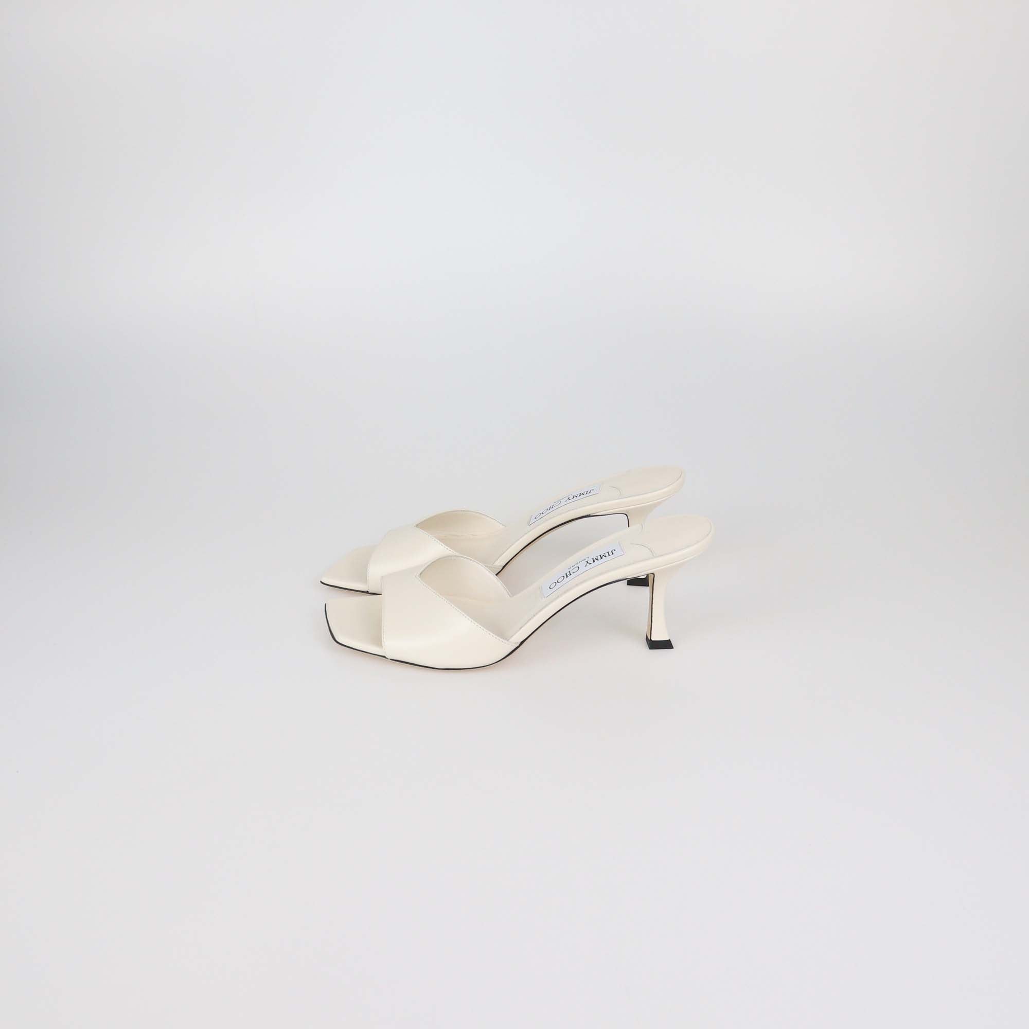 Jimmy Choo Off White Leather Skye Slide Sandals
