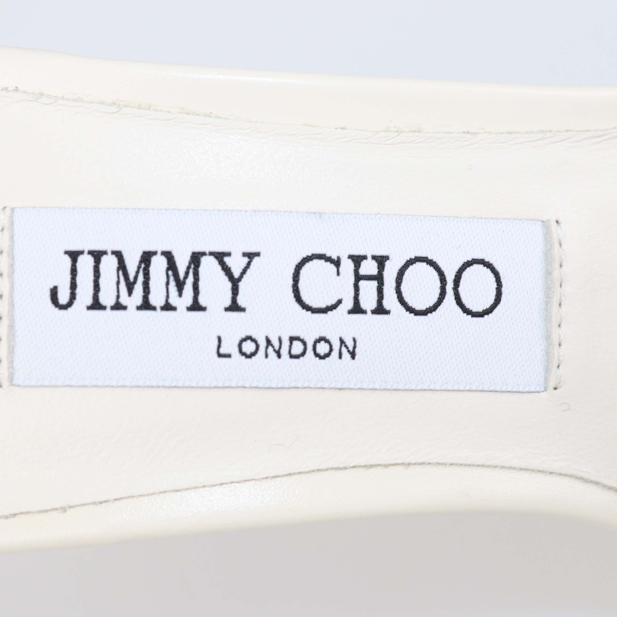 Jimmy Choo Off White Leather Skye Slide Sandals