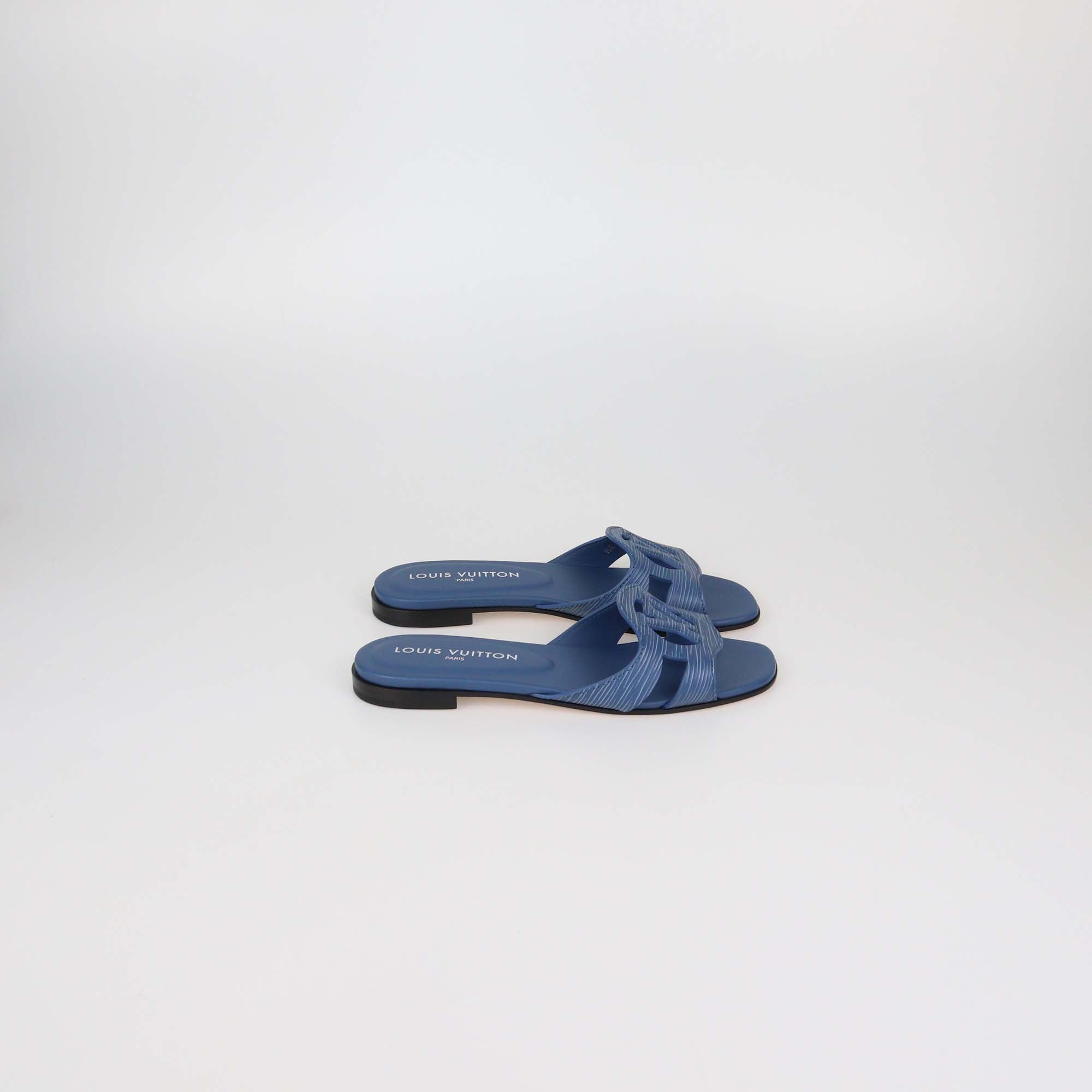 Louis Vuitton Blue Epi Leather LV Isola Flat Mules