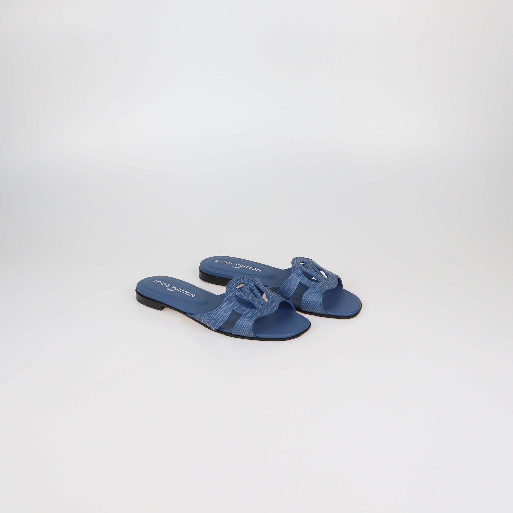 Louis Vuitton Blue Epi Leather LV Isola Flat Mules