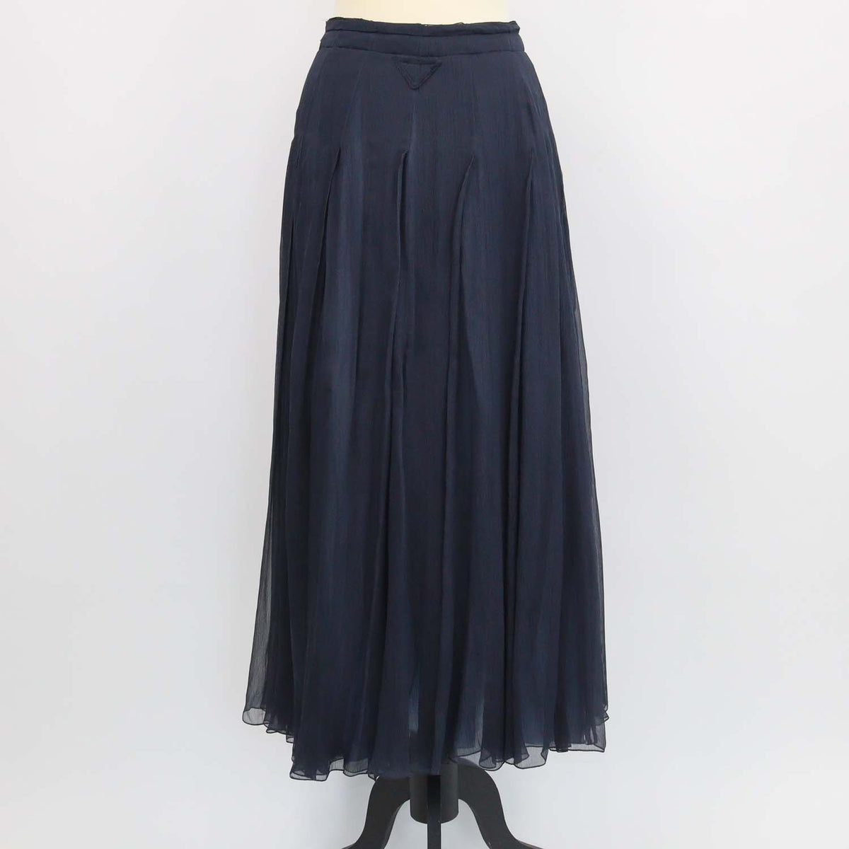 Prada Navy Blue Silk Pleated Chiffon Maxi Skirt