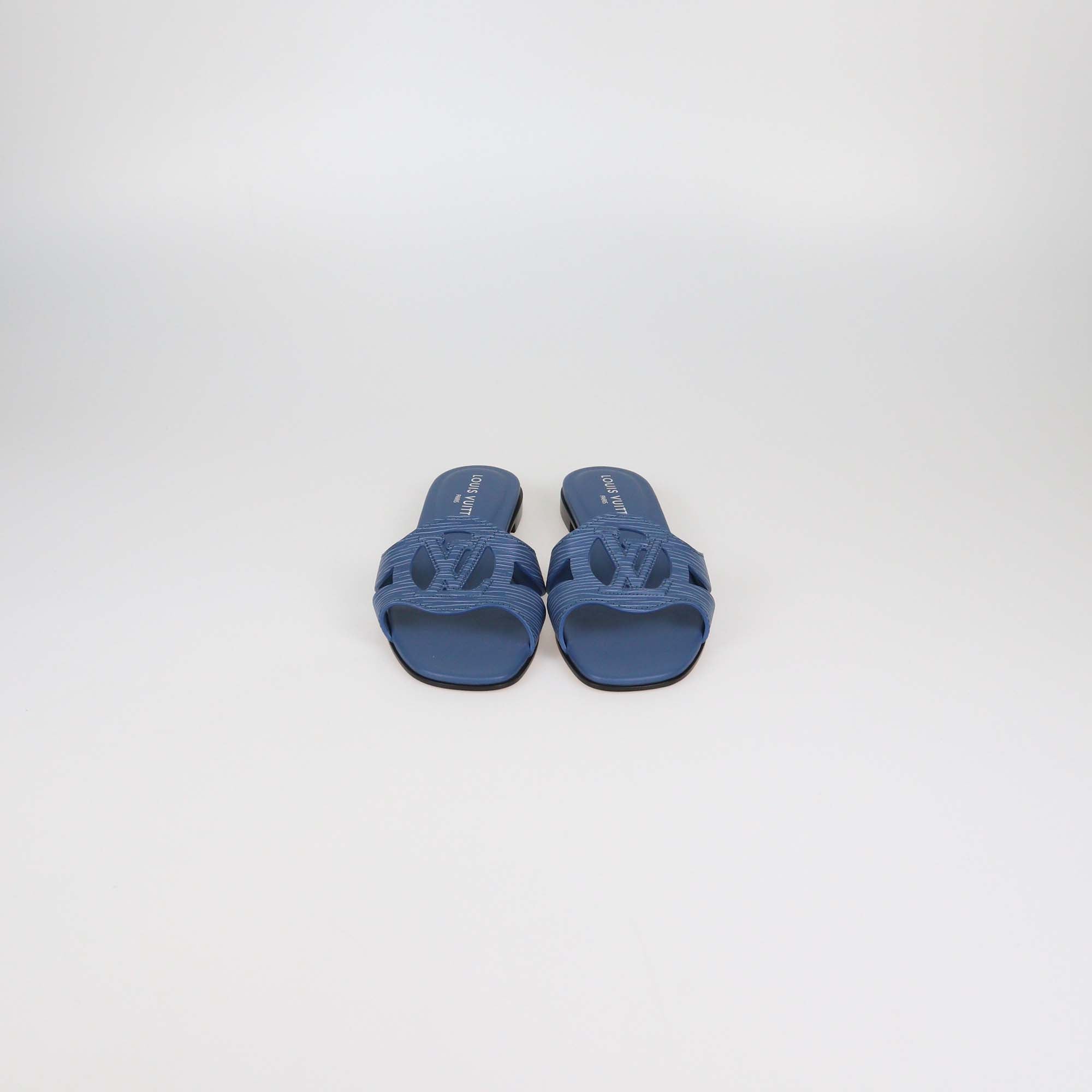 Louis Vuitton Blue Epi Leather LV Isola Flat Mules
