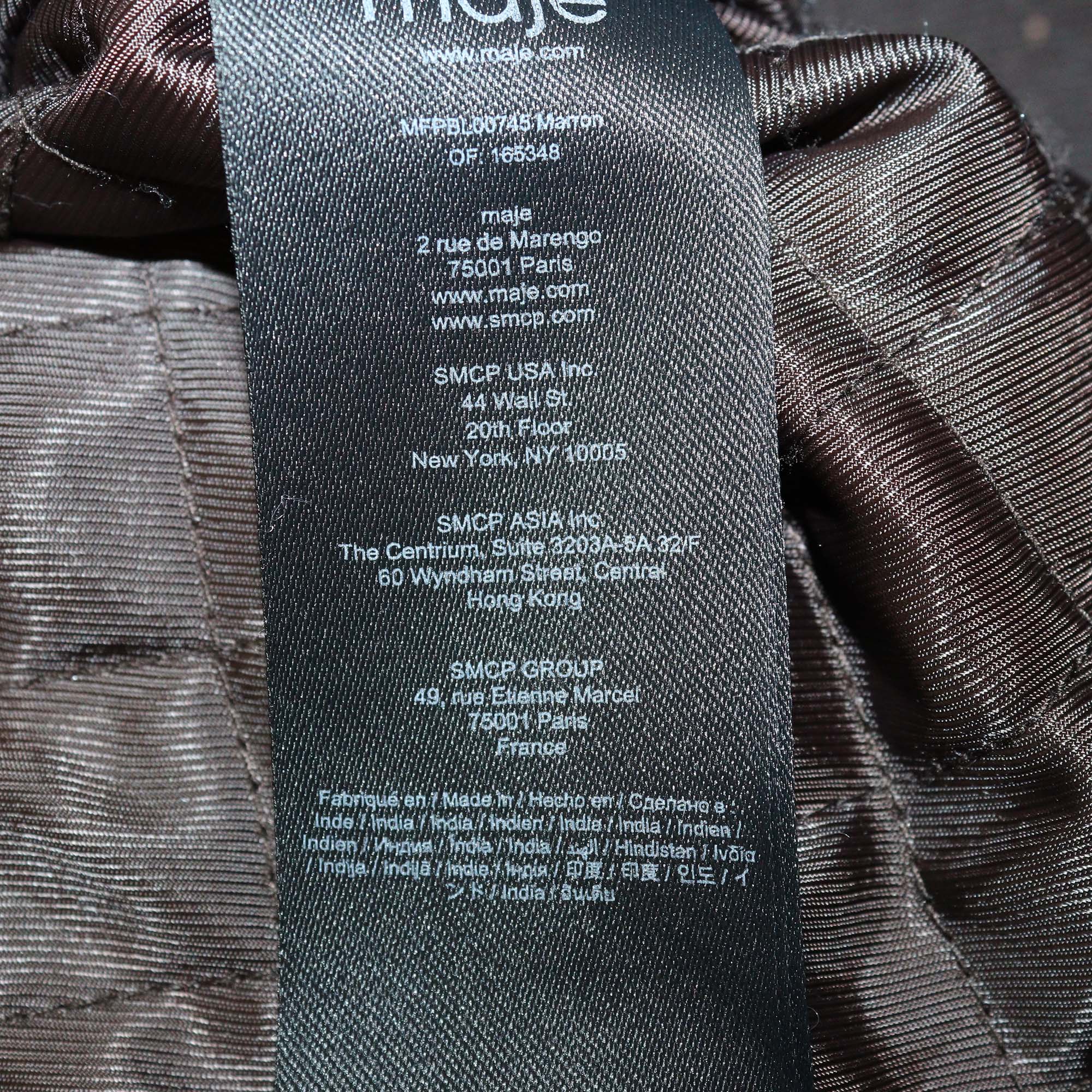 Maje Brown Leather and Detachable Shearling Collar Jacket