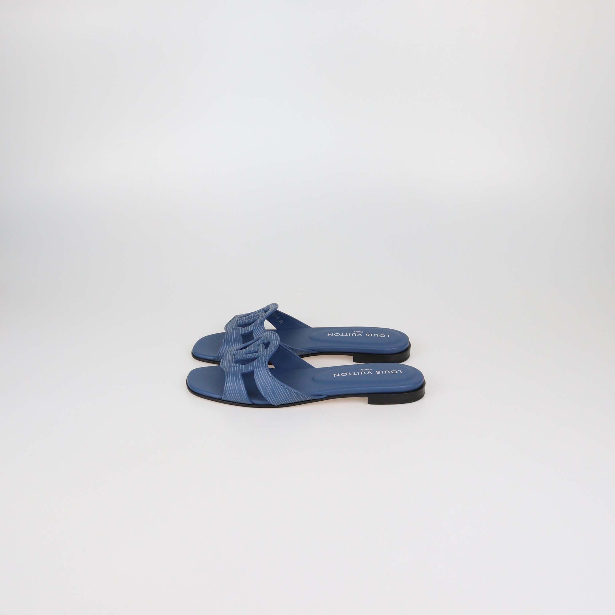 Louis Vuitton Blue Epi Leather LV Isola Flat Mules