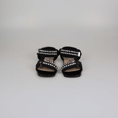 Gucci Black Crystal Embellished Shea Flat Sandals Womens Gucci 
