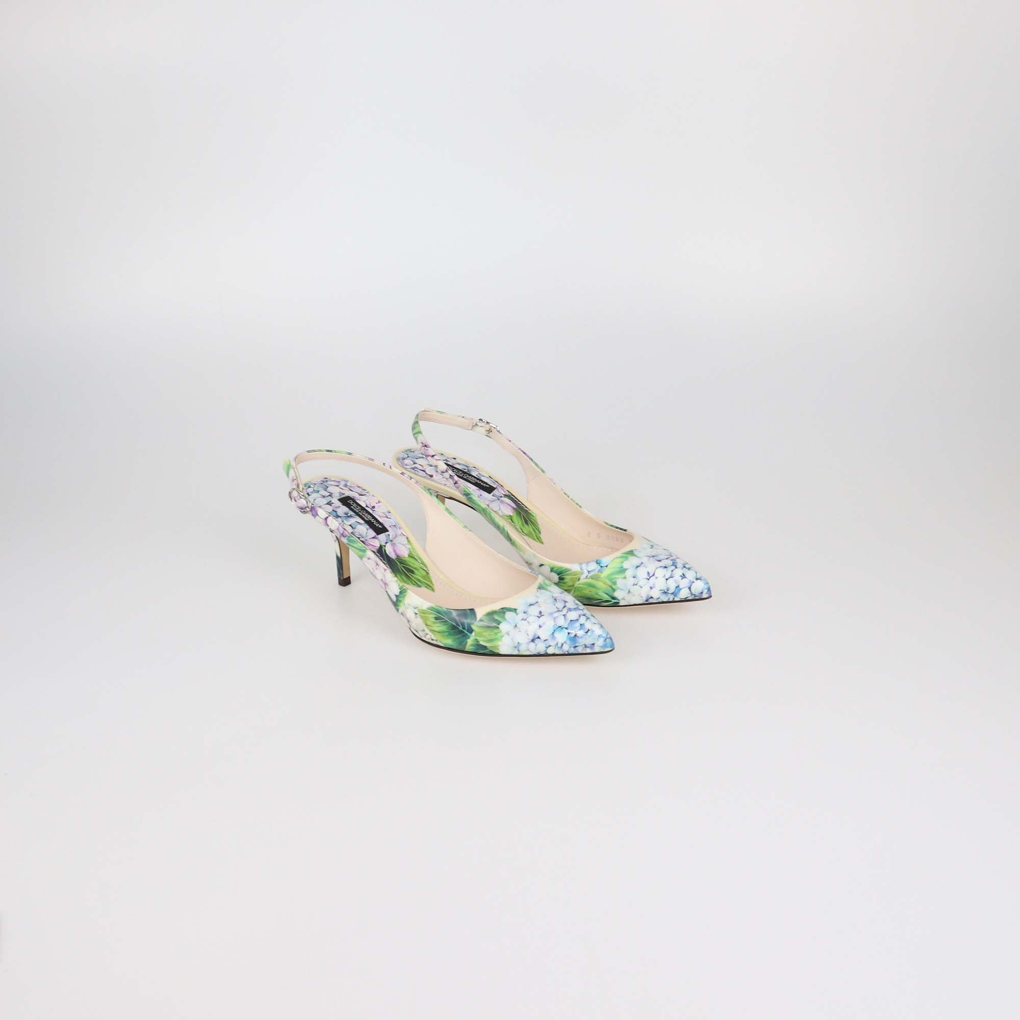 Dolce & Gabbana Multicolor Patent Leather Floral Print Slingback Pumps