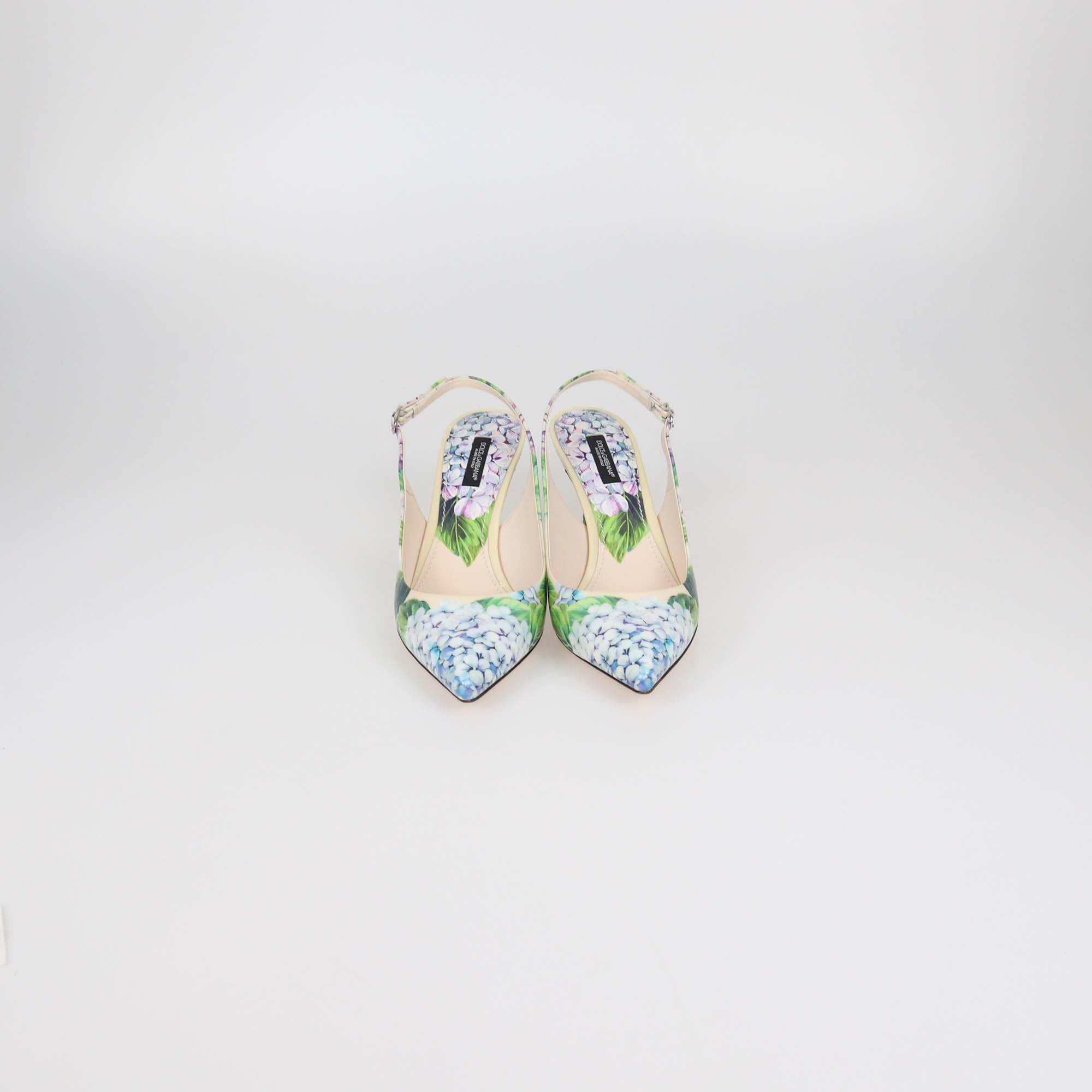 Dolce & Gabbana Multicolor Patent Leather Floral Print Slingback Pumps