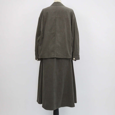 Bimba Y Lola Army Green Corduroy Pocket Detail Jacket and Long Skirt Set
