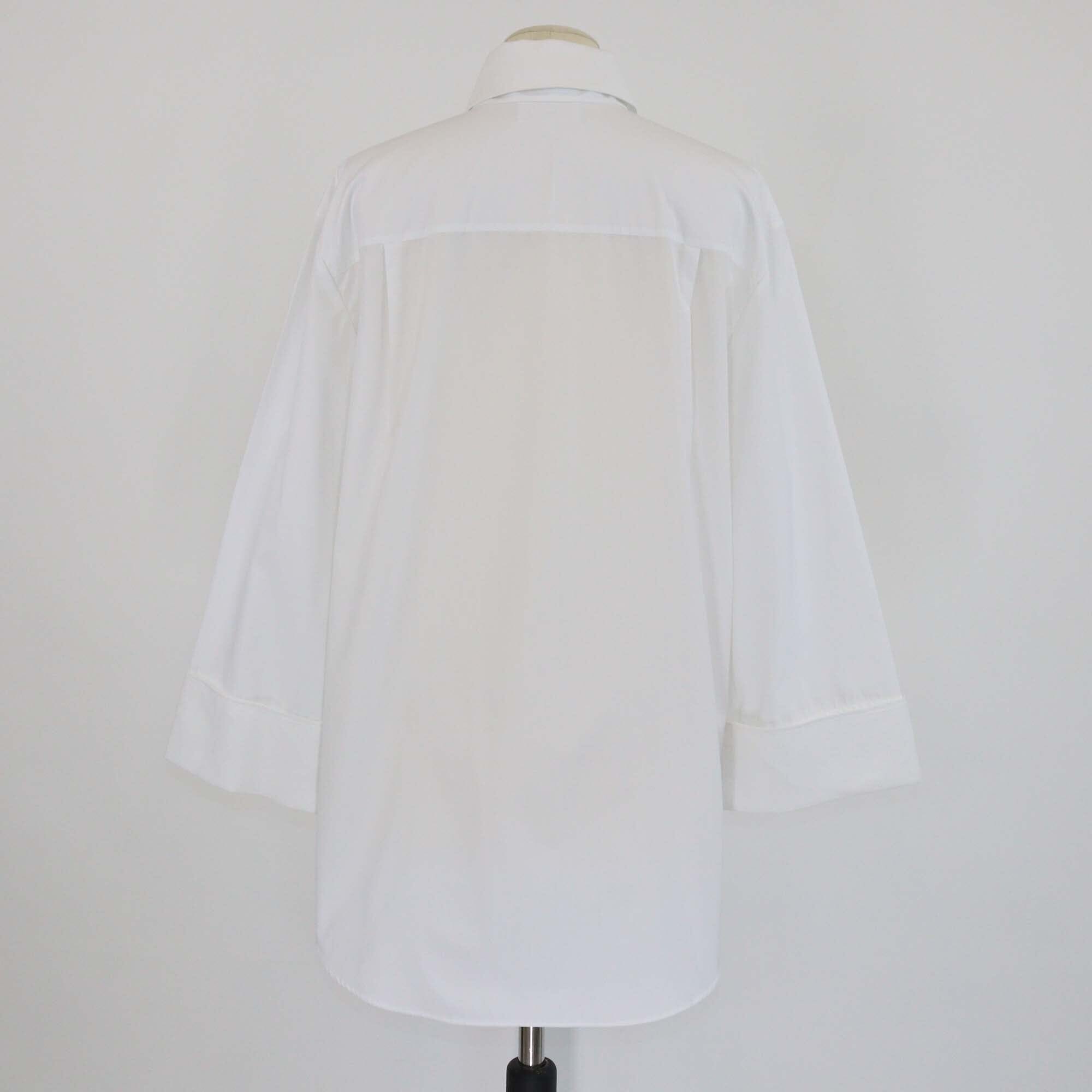 Chanel White Cotton Blend Crystal CC Button-Up Long Sleeve Shirt Womens Chanel 
