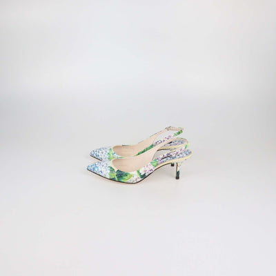 Dolce & Gabbana Multicolor Patent Leather Floral Print Slingback Pumps