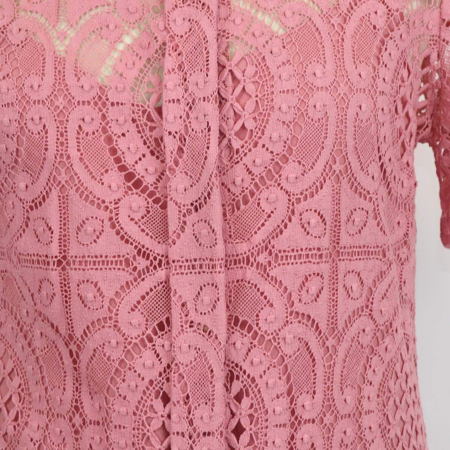 Burberry Pink Cotton Lace Shirt & Midi Skirt with Crystal Embellished Set