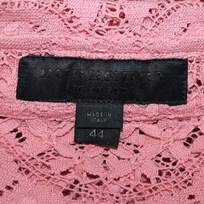 Burberry Pink Cotton Lace Shirt & Midi Skirt with Crystal Embellished Set