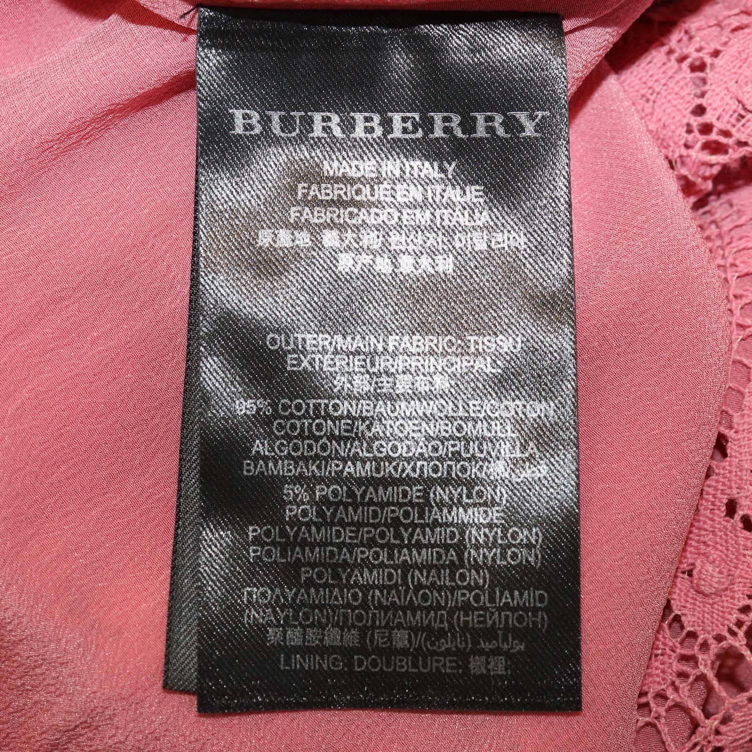 Burberry Pink Cotton Lace Shirt & Midi Skirt with Crystal Embellished Set