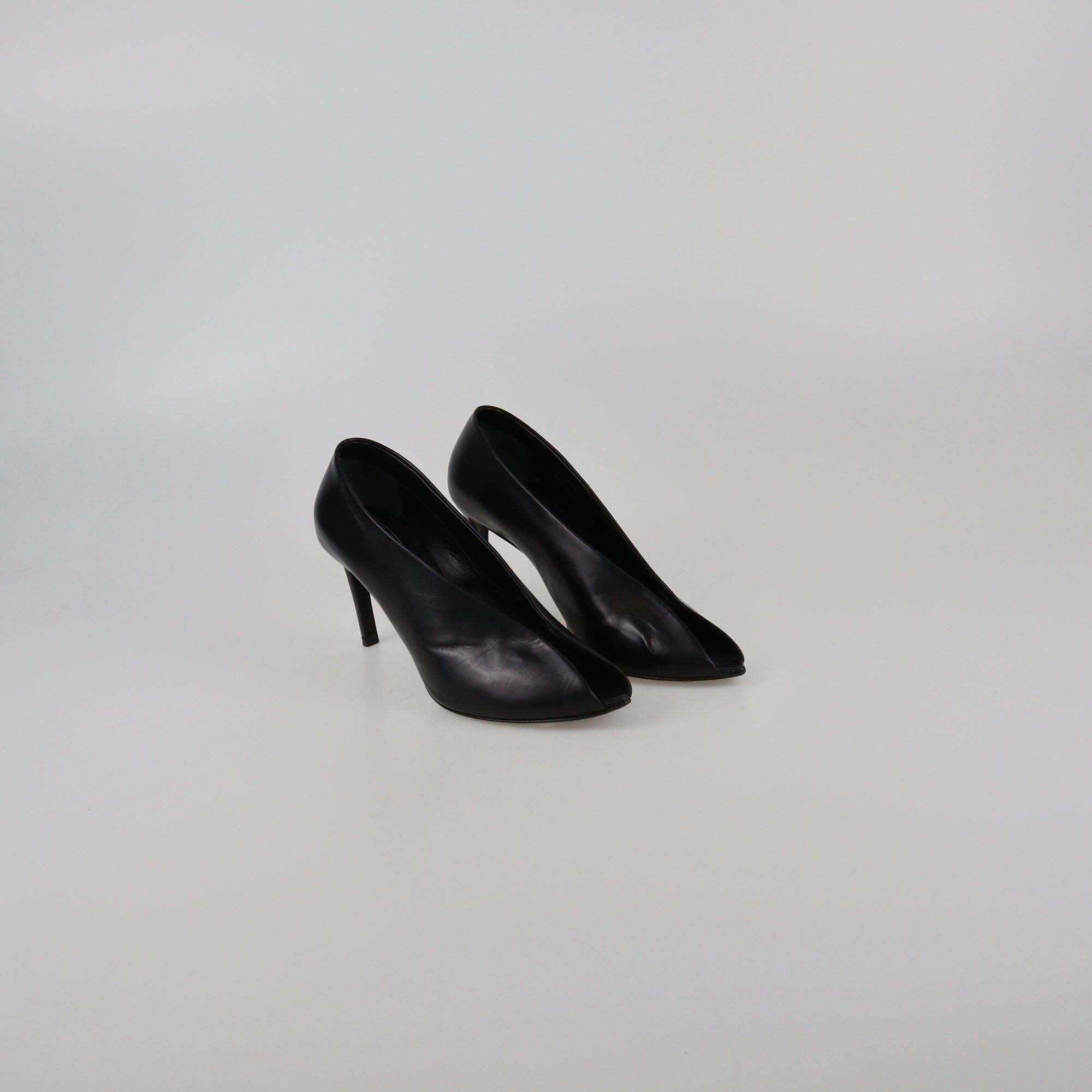 Balenciaga Black Open Peep Toe Pumps Womens Balenciaga 