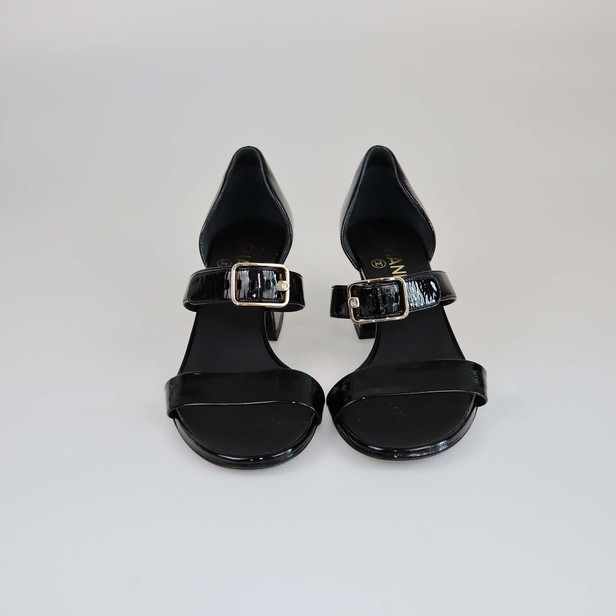 Chanel Black Strap Buckle Closure Sandals Womens Chanel 