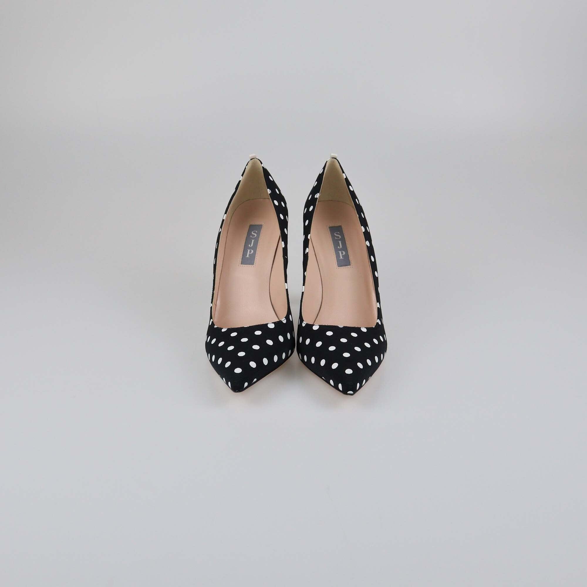 SJP Black Ploka Dots Pointed Toe Pumps Womens SJP 