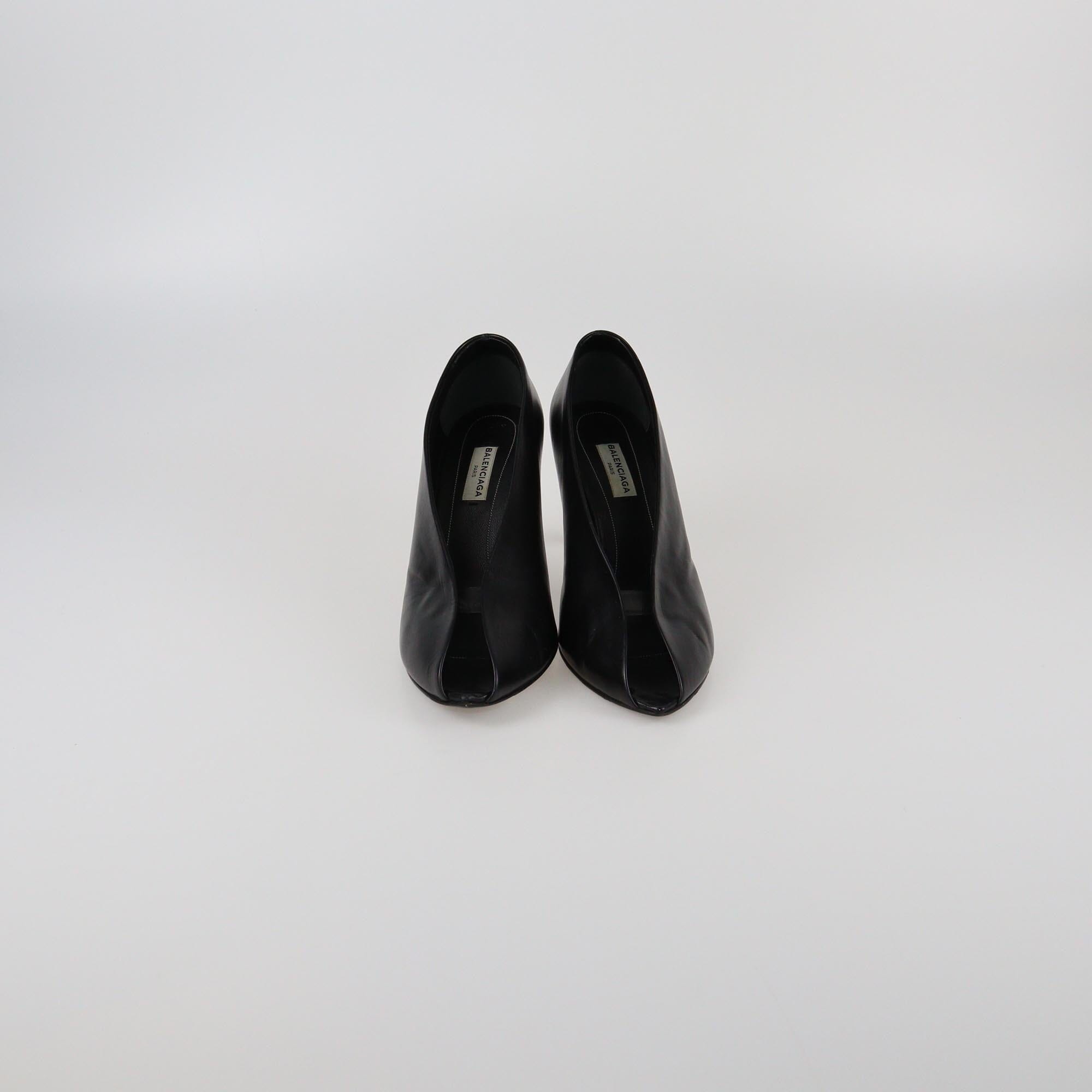Balenciaga Black Open Peep Toe Pumps Womens Balenciaga 